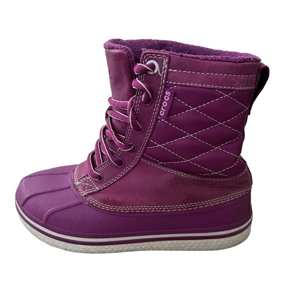 Crocs Lilac Lace Up Waterproof Boots Size 6 - Picture 1 of 7